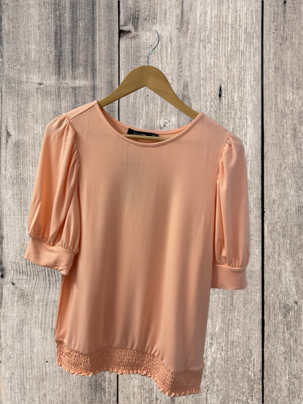 Peach Puff Puff-Sleeve Blouse Doe & Rae